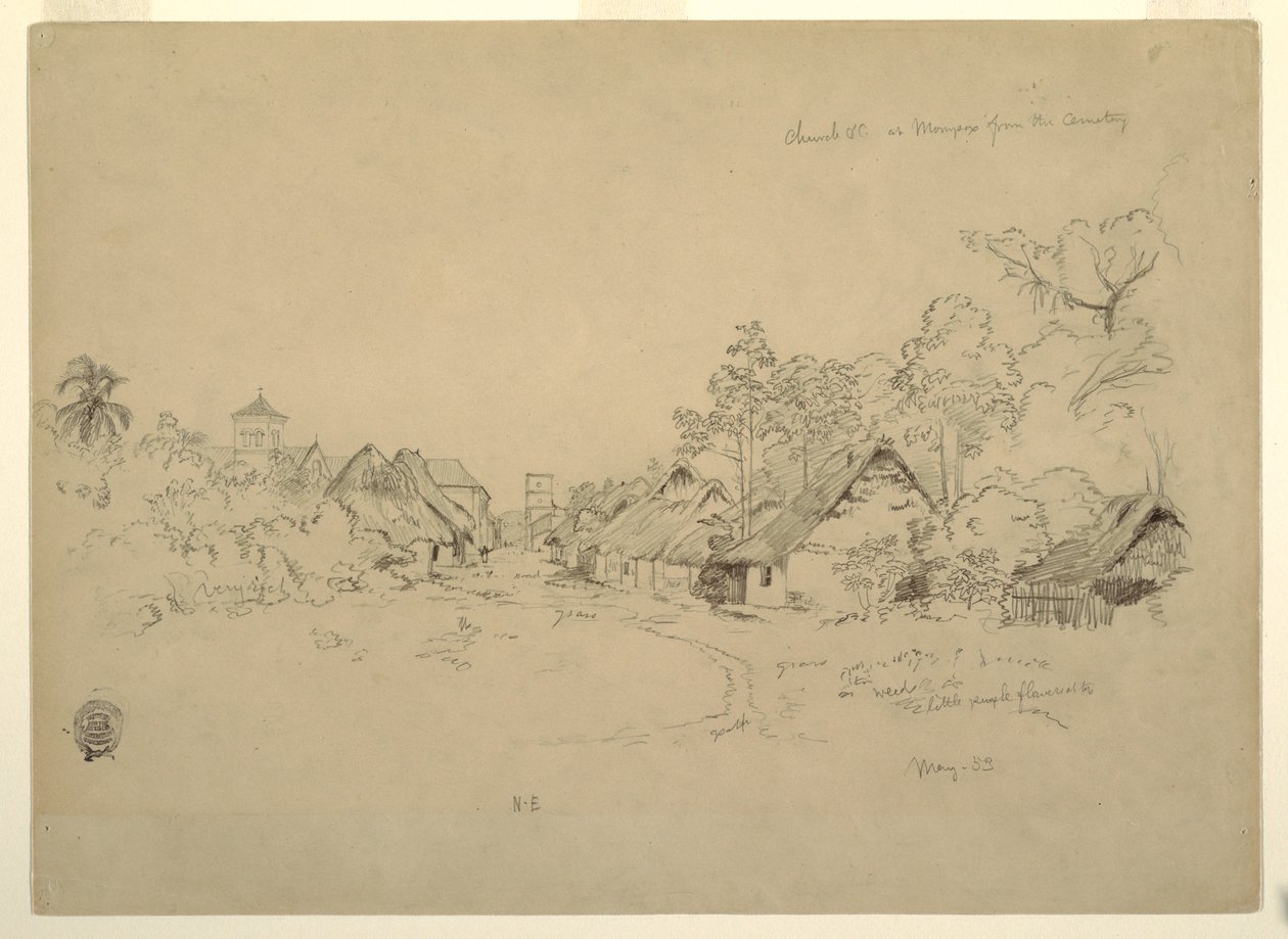 Piirros, Momposin katu, Kolumbia, toukokuu 1853. tekijältä Frederic Edwin Church