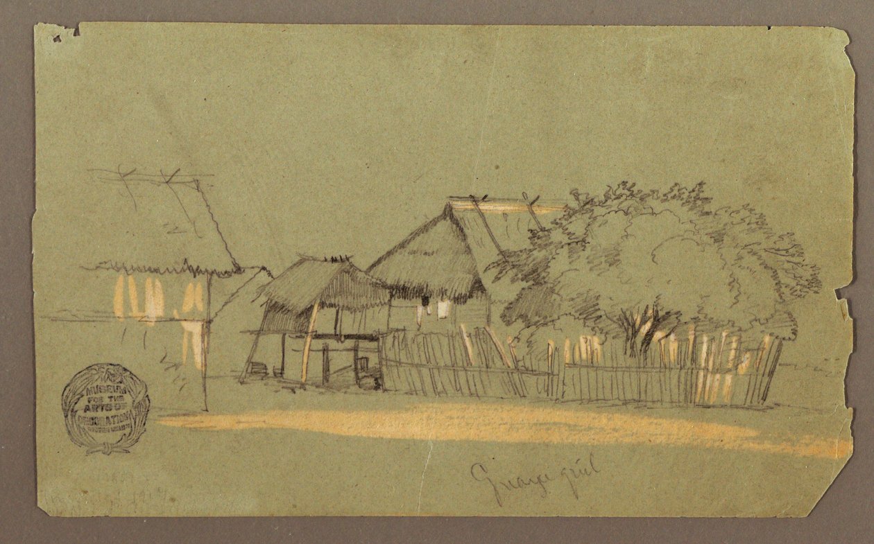 Piirros, katu ja taloja, Guayaquil, Ecuador, toukokuu 1857. tekijältä Frederic Edwin Church