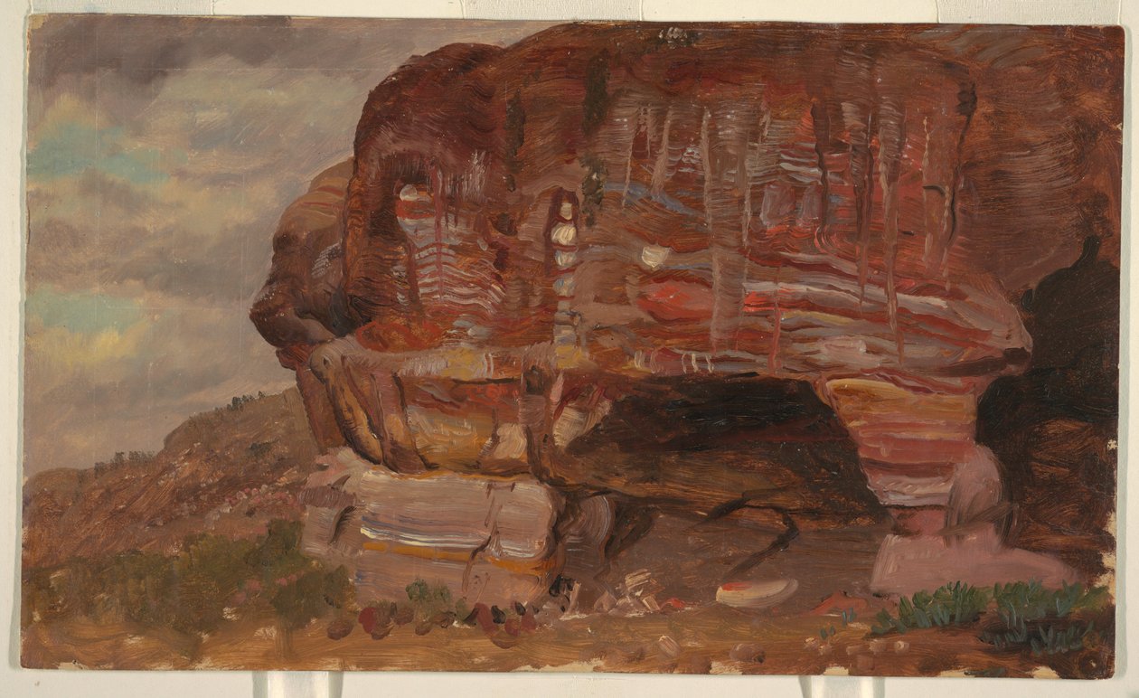 Piirros, Zoomorfisen kallion tutkimus, Petra, 1868 tekijältä Frederic Edwin Church