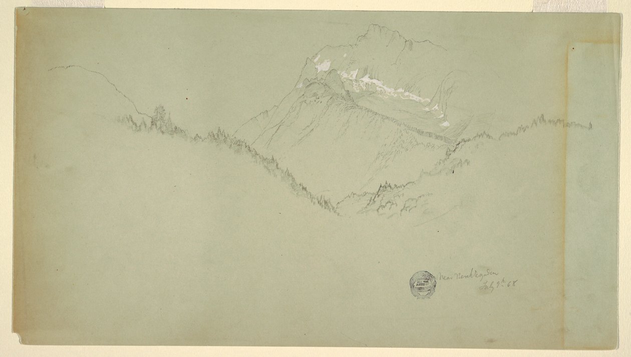 Piirros, Watzmannin huippu, lähellä Berchtesgadenia, 9. heinäkuuta 1868. tekijältä Frederic Edwin Church