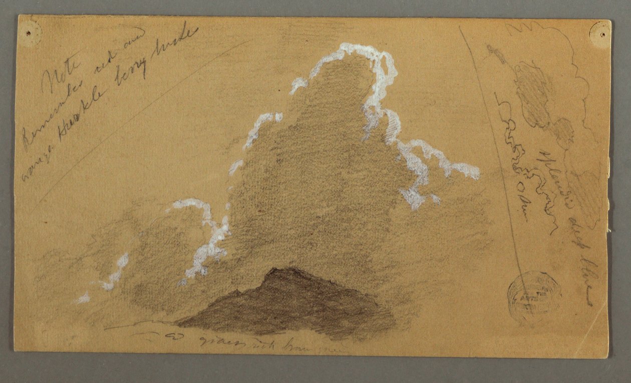 Piirros, Huippu, jossa suuria pilviä, mahdollisesti 1868 tekijältä Frederic Edwin Church
