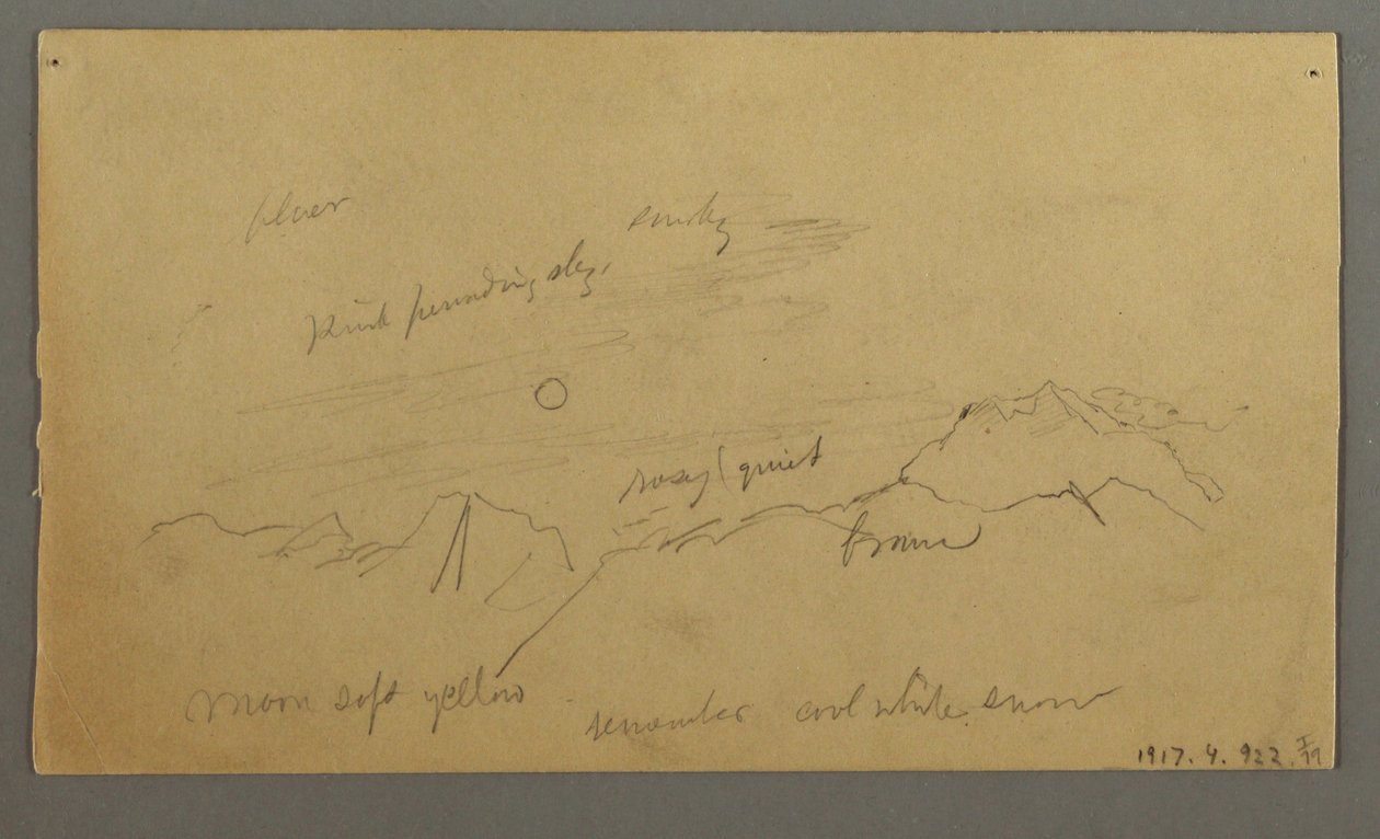 Piirros, Huippu, jossa suuria pilviä, mahdollisesti 1868 tekijältä Frederic Edwin Church