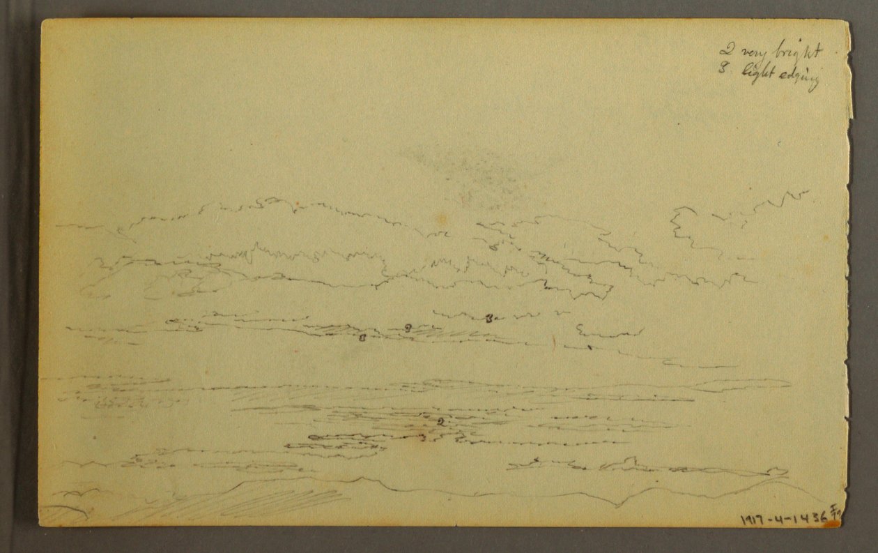Piirros, Aurinko laskee matalien kukkuloiden taakse, 1845 tekijältä Frederic Edwin Church