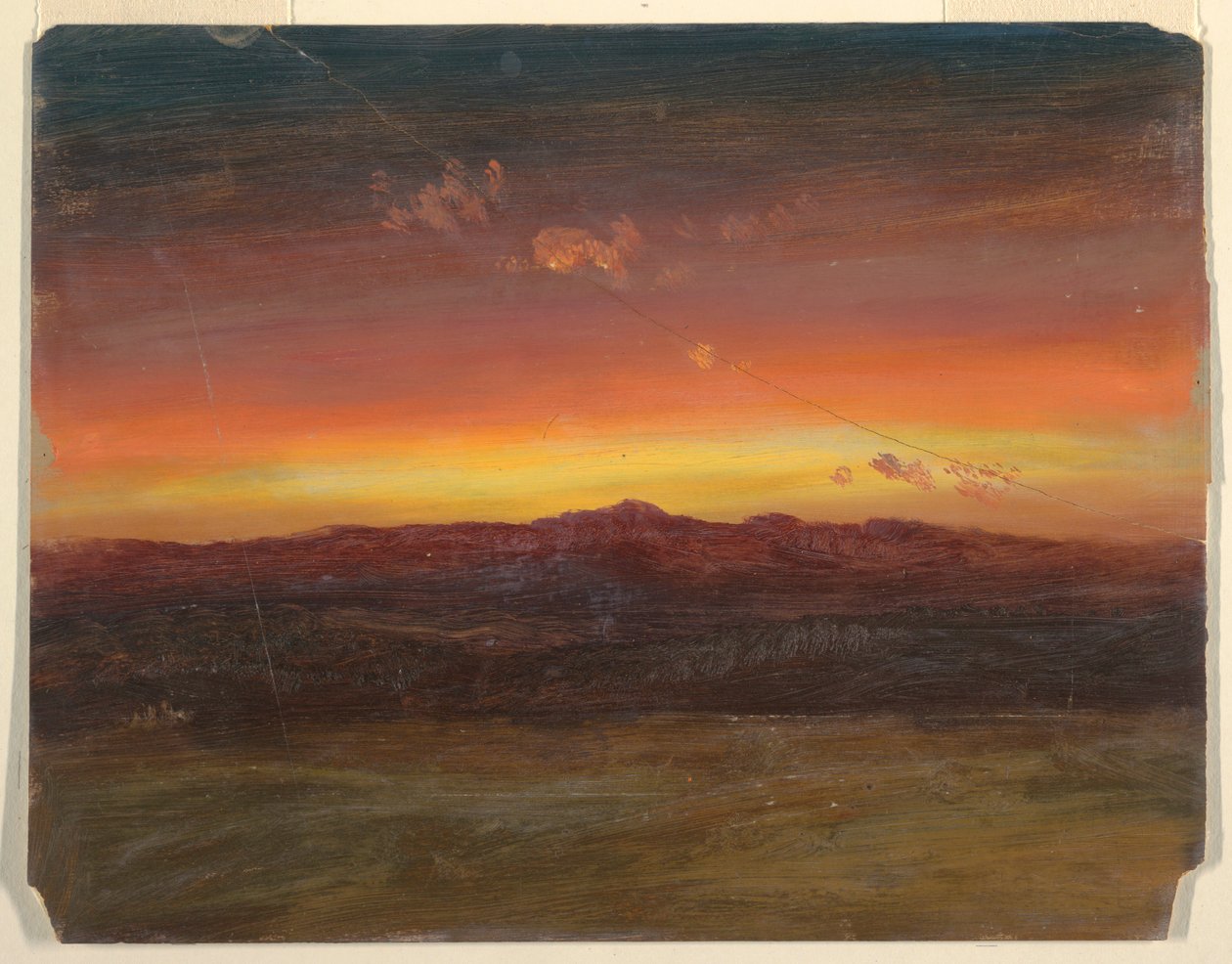 Piirros, auringonlasku, 1860-70 tekijältä Frederic Edwin Church