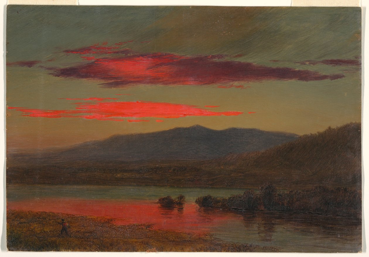 Piirros, auringonlasku, Hudson, New York, 25. joulukuuta 1873. tekijältä Frederic Edwin Church