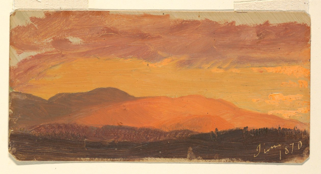 Piirros, auringonlasku, Hudson Valley, kesäkuu 1870 tekijältä Frederic Edwin Church