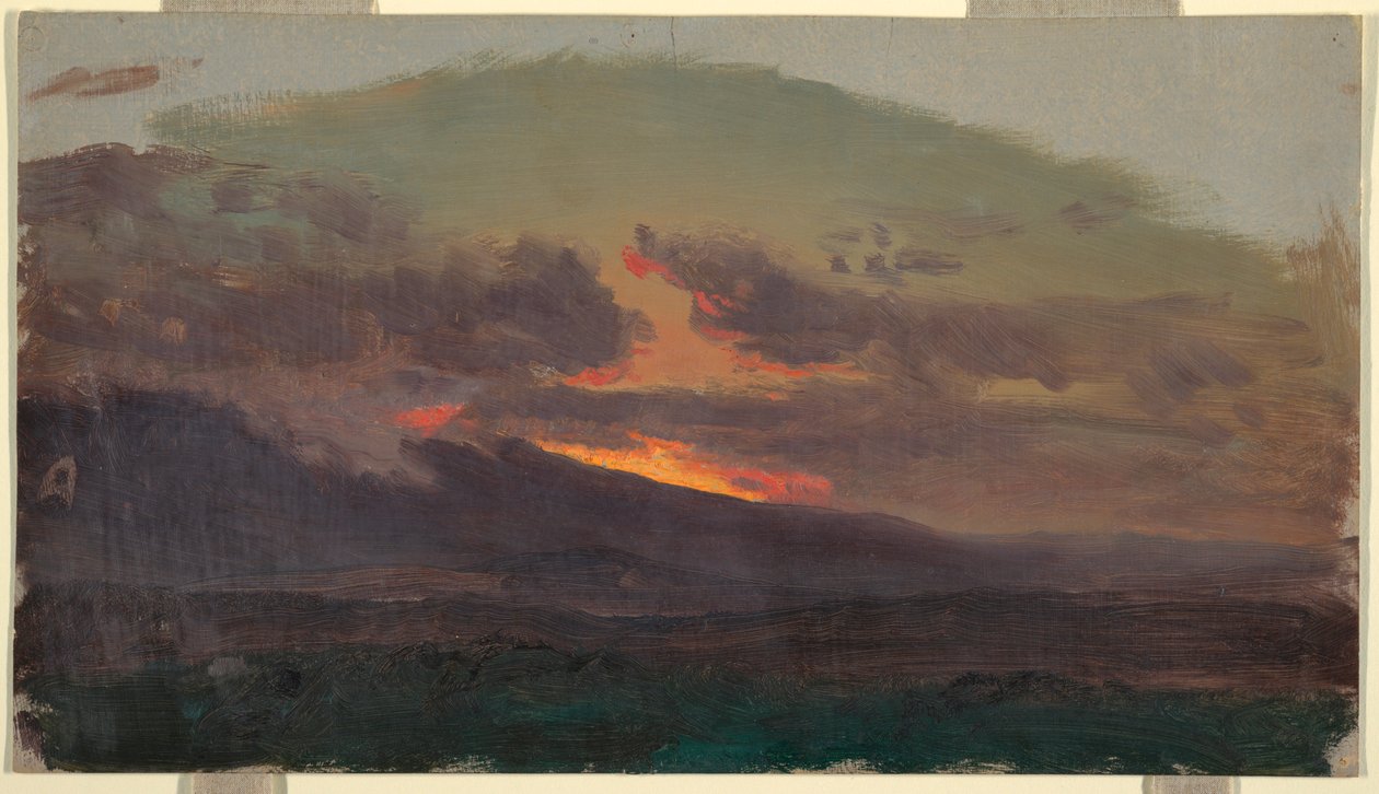 Piirros, Auringonlasku Catskillsin yllä, 1870-80 tekijältä Frederic Edwin Church