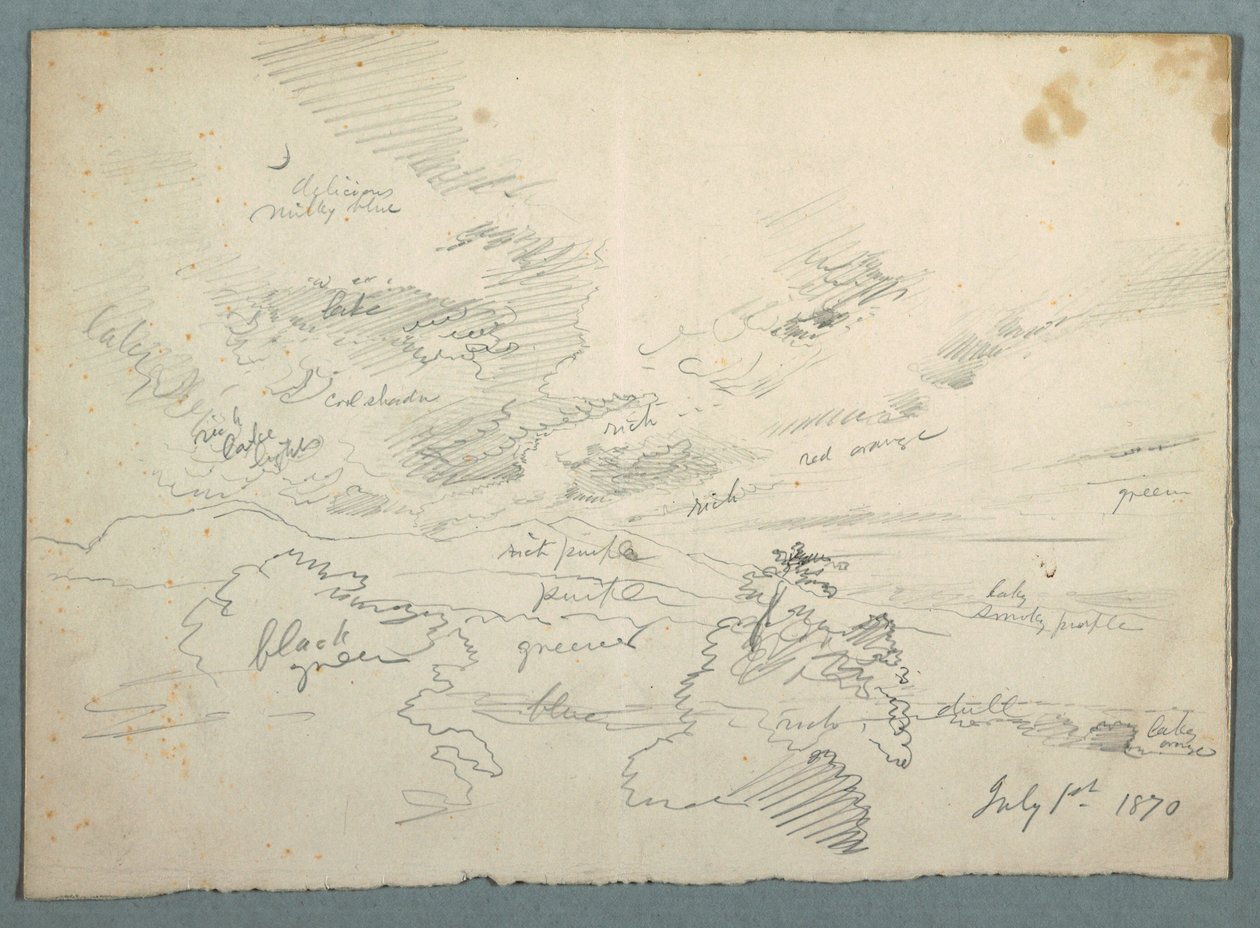 Piirros, Auringonlasku Olanasta, 1. heinäkuuta 1870. tekijältä Frederic Edwin Church