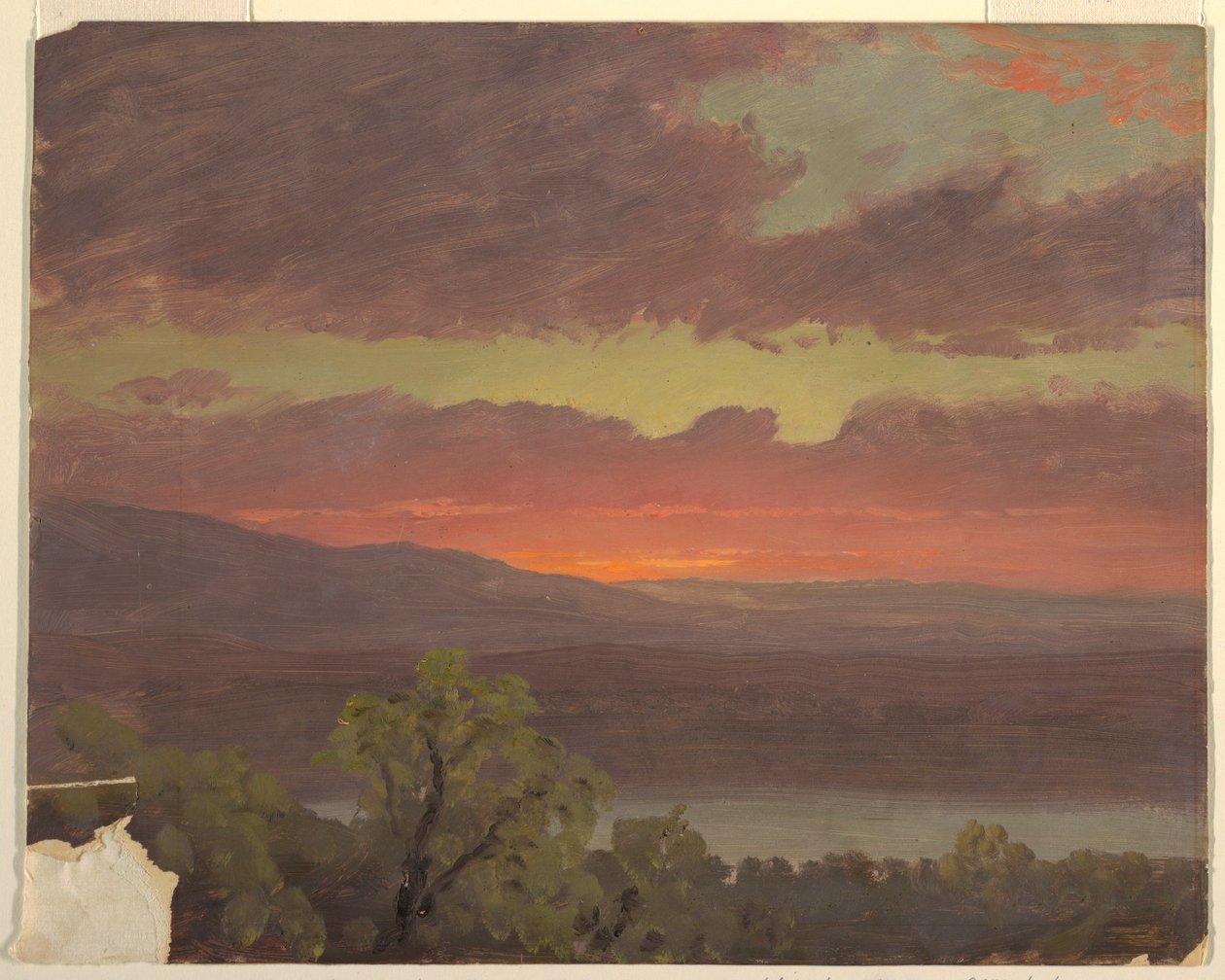 Piirros, Auringonlasku Jamaikalla, Länsi-Intia, 1865-66. tekijältä Frederic Edwin Church