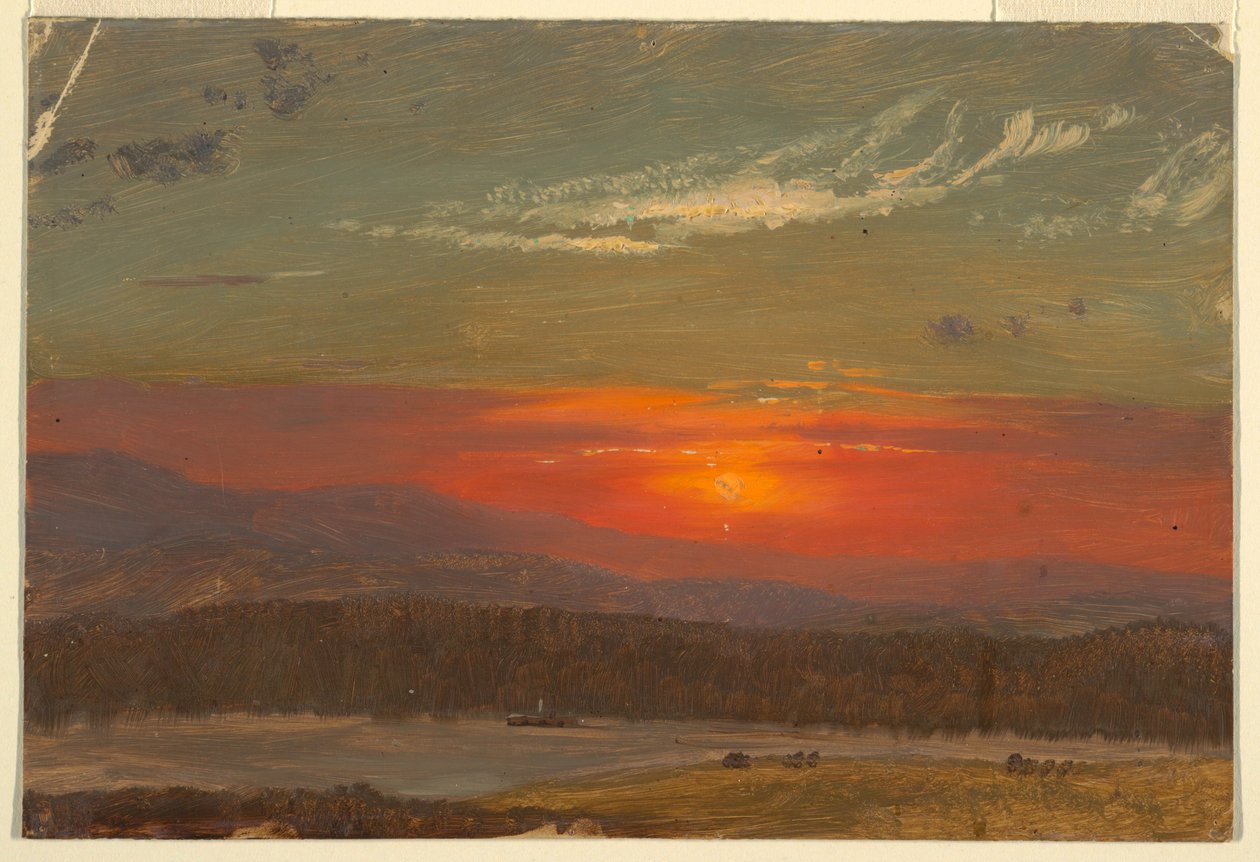 Piirros, Auringonlasku Catskillsin yllä, 1870-80. tekijältä Frederic Edwin Church