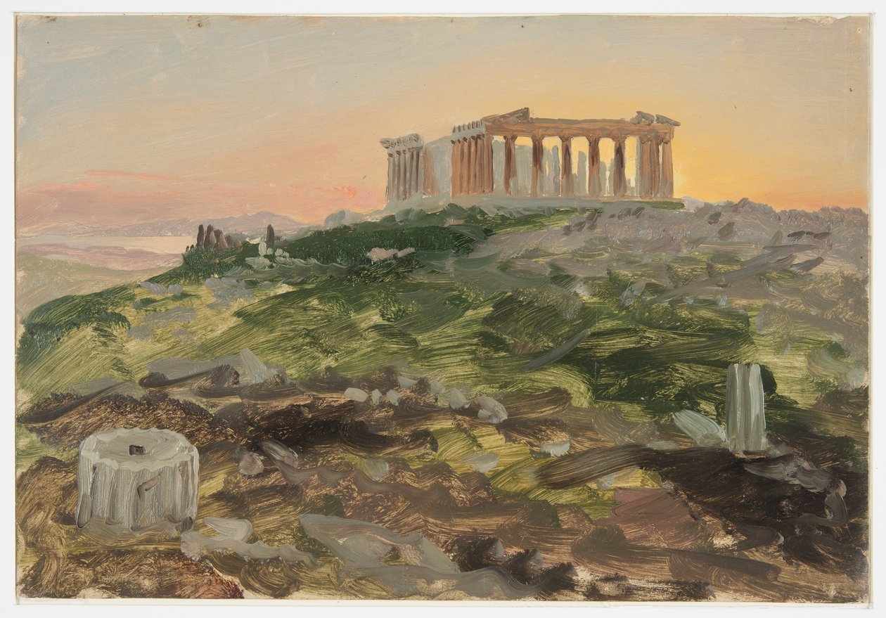 Piirros, Parthenon kaakosta, huhtikuu 1869. tekijältä Frederic Edwin Church
