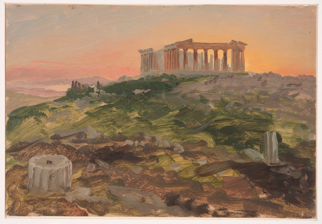Piirros, Parthenon kaakosta, huhtikuu 1869. tekijältä Frederic Edwin Church