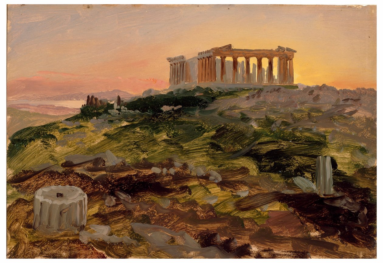 Piirros, Parthenon kaakosta, huhtikuu 1869. tekijältä Frederic Edwin Church