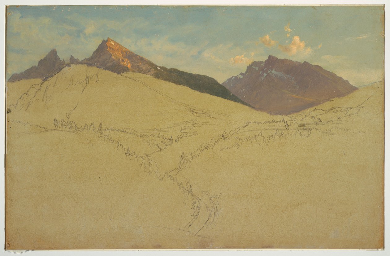 Piirros, Watzmann, lähellä Berchtesgadenia, Baijeri, kesäkuu 1868. tekijältä Frederic Edwin Church