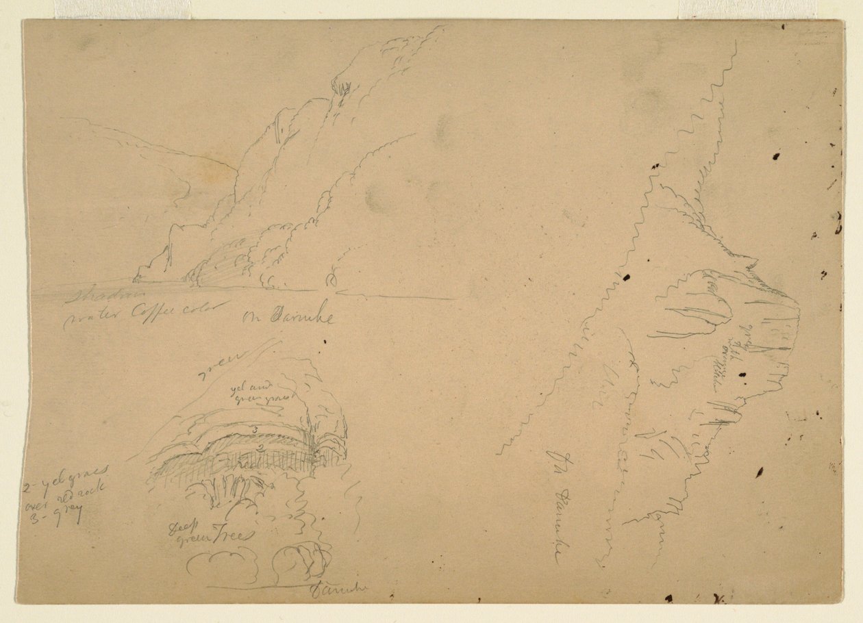 Piirros, Kolme luonnosta Tonavan jyrkistä vuoristoisista rannoista, 1868 tekijältä Frederic Edwin Church