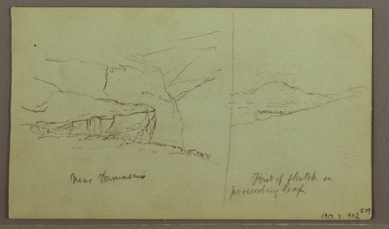 Piirros, Kukkulan hauta, kolme minareettia, 1. toukokuuta 1868. tekijältä Frederic Edwin Church