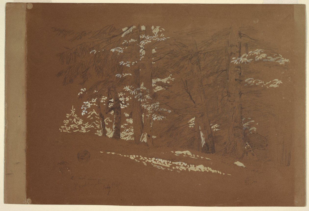 Piirros, Puut, Berchtesgaden, Baijeri, 1868. tekijältä Frederic Edwin Church