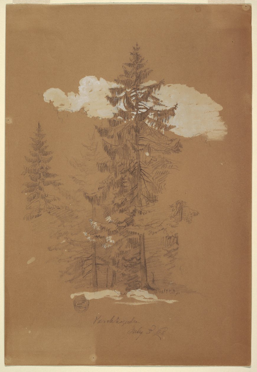 Piirros, Puut, Berchtesgaden, Baijeri, 3. heinäkuuta 1868. tekijältä Frederic Edwin Church