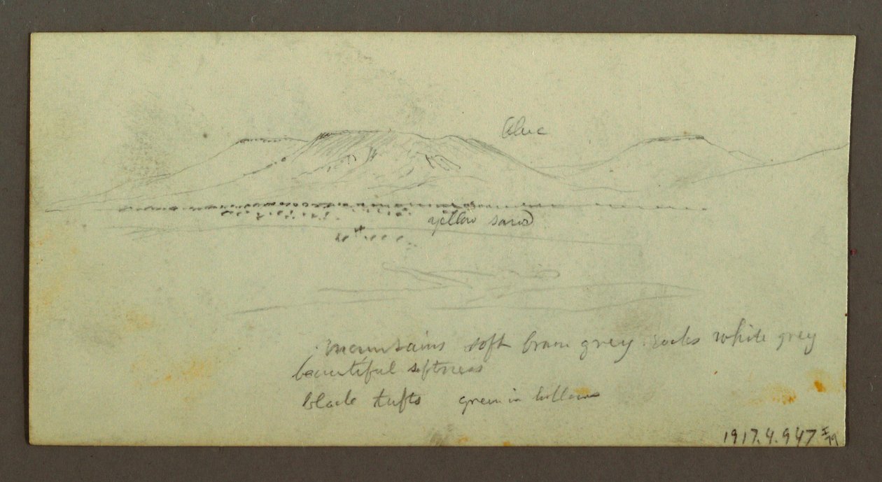 Piirros, Kaksi hahmoa ja kaksi kamelia nuotion äärellä, Figure and Camel Studies, mahdollisesti 1868. tekijältä Frederic Edwin Church