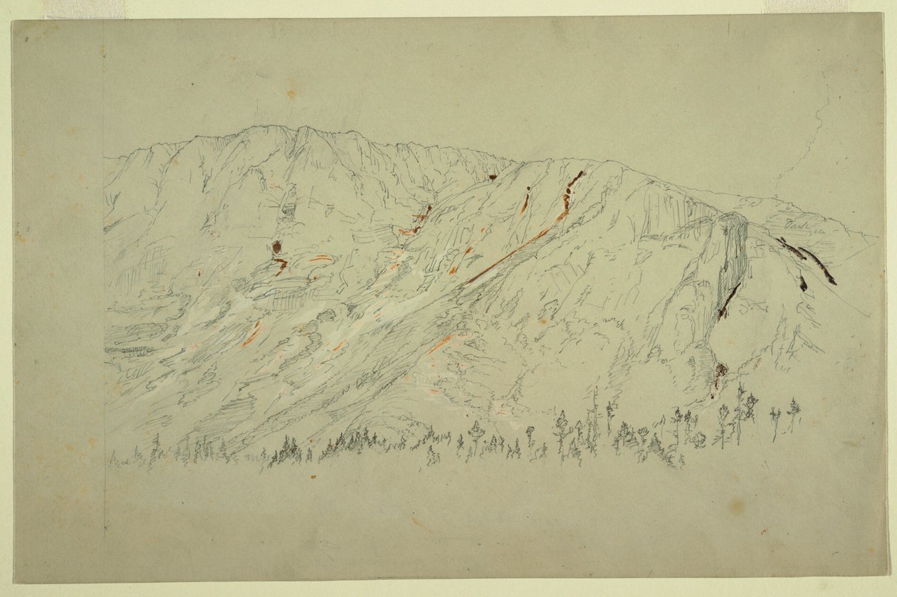Piirros, Suuren altaan yläosa, Katahdin-vuori, syyskuu 1877. tekijältä Frederic Edwin Church