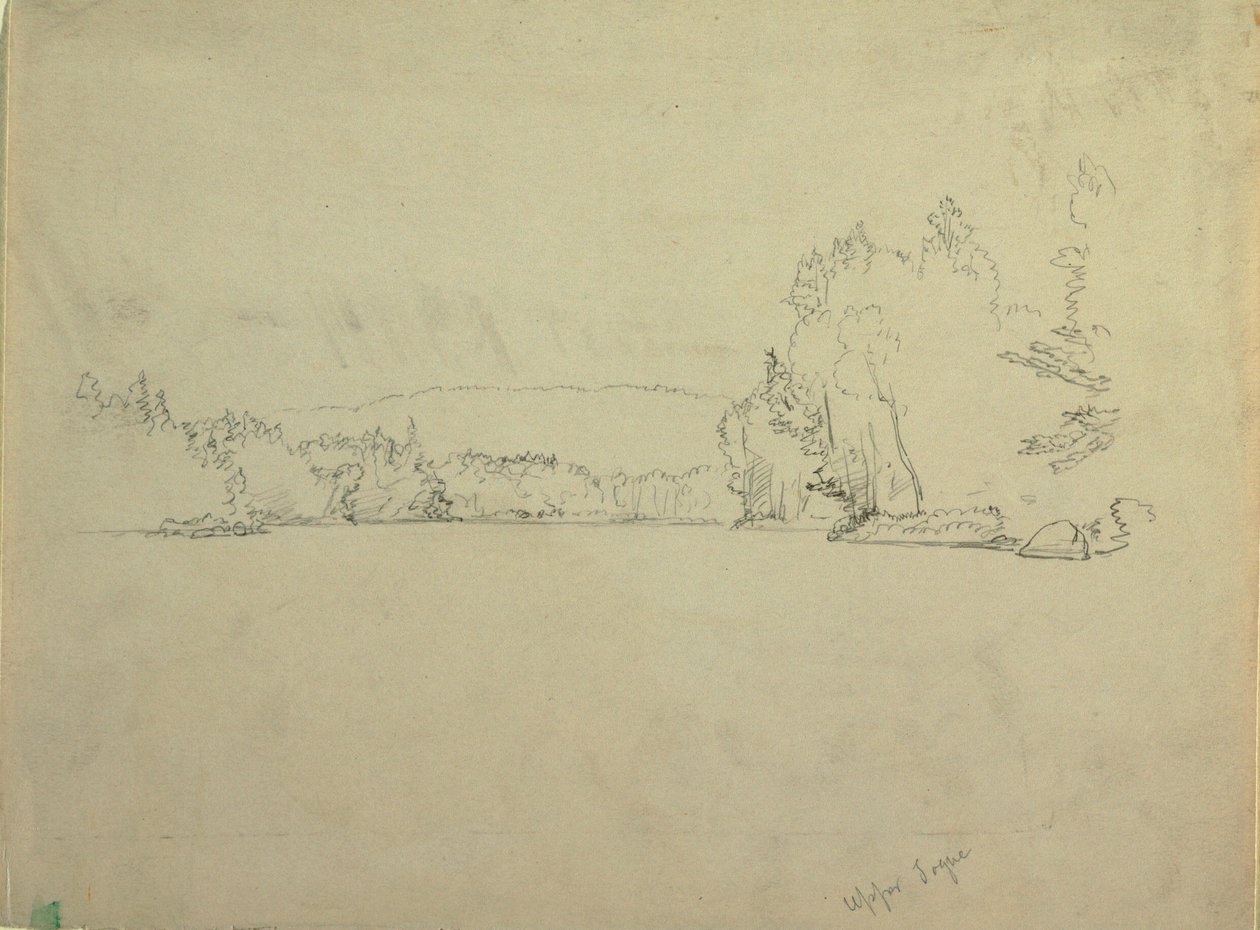 Piirros, Upper Togue Lake, n. 1885. tekijältä Frederic Edwin Church