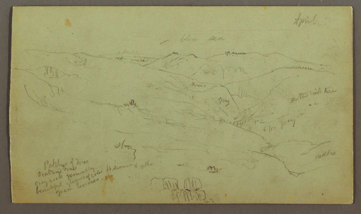 Piirros, Valley, huhtikuu mahdollisesti 1868 tekijältä Frederic Edwin Church