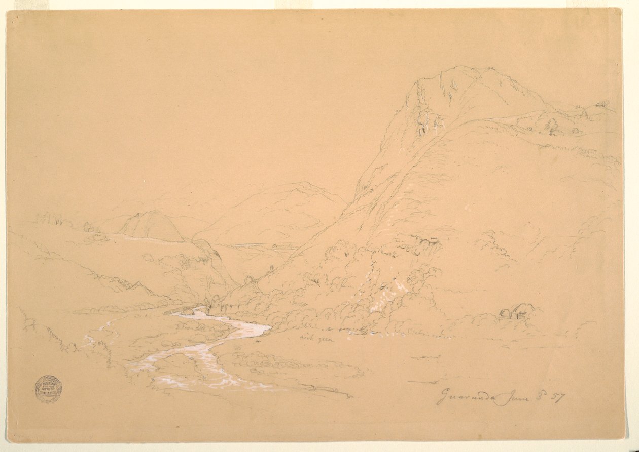 Piirros, laakso lähellä Guarandaa, 3. kesäkuuta 1857. tekijältä Frederic Edwin Church