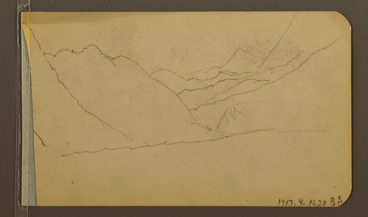 Piirros, laakso; Kääntöpuoli: vuorenhuippu, 1889 tekijältä Frederic Edwin Church