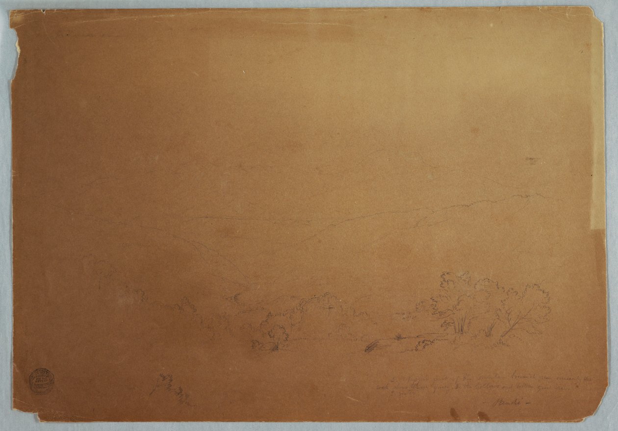 Piirros, laaksonäkymä Pandin lähellä, Kolumbia, heinäkuu 1853. tekijältä Frederic Edwin Church
