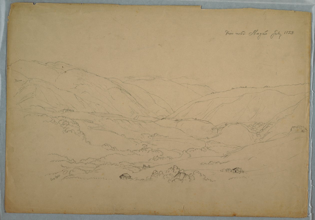 Piirros, laakso lähellä Ibaguéa, Kolumbia, heinäkuu 1853. tekijältä Frederic Edwin Church