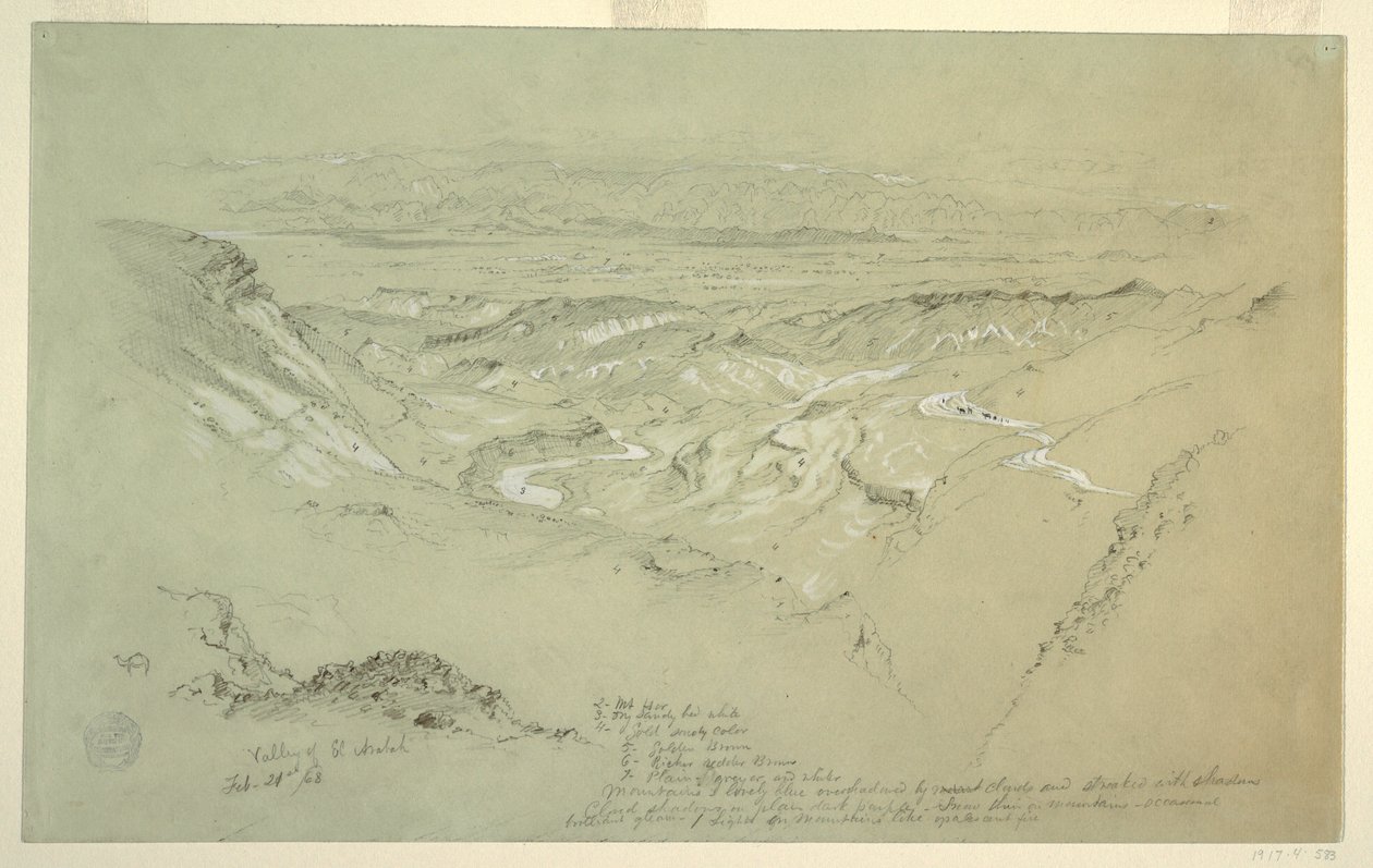 Piirros, El Arabahin laakso, 21. helmikuuta 1868. tekijältä Frederic Edwin Church