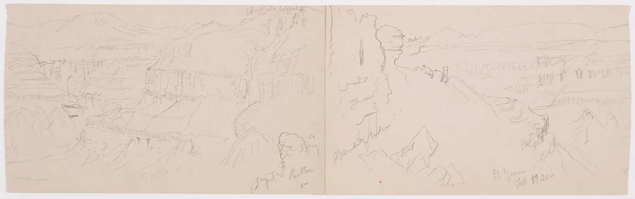 Piirros, El Jemenin laakso, 20. helmikuuta 1868. tekijältä Frederic Edwin Church