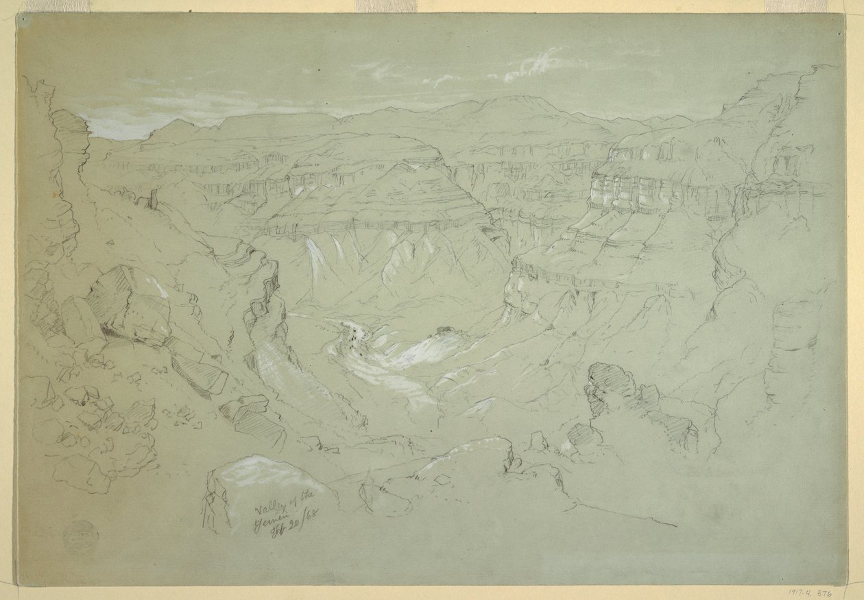 Piirros, El Jemenin laakso, 20. helmikuuta 1868. tekijältä Frederic Edwin Church
