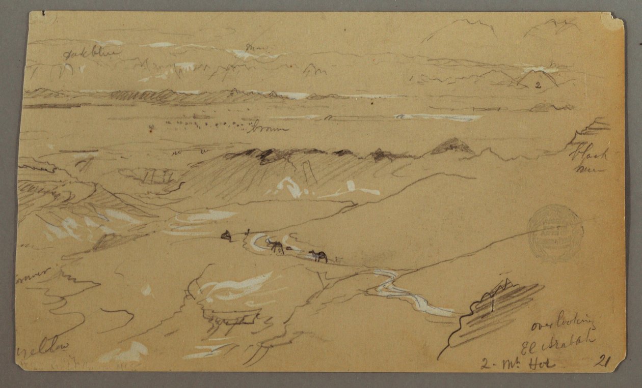 Piirros, Näkymä Wady el-Arabahin poikki, 20. helmikuuta 1868. tekijältä Frederic Edwin Church