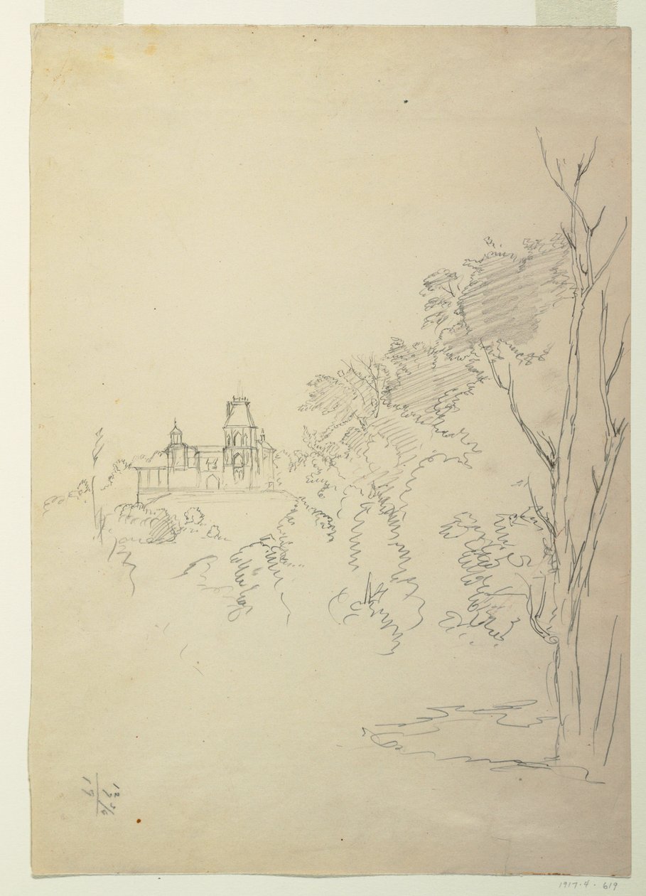 Piirros, Näkymä Olanaan, taiteilijan kotiin, Hudson, New York, n. 1872. tekijältä Frederic Edwin Church