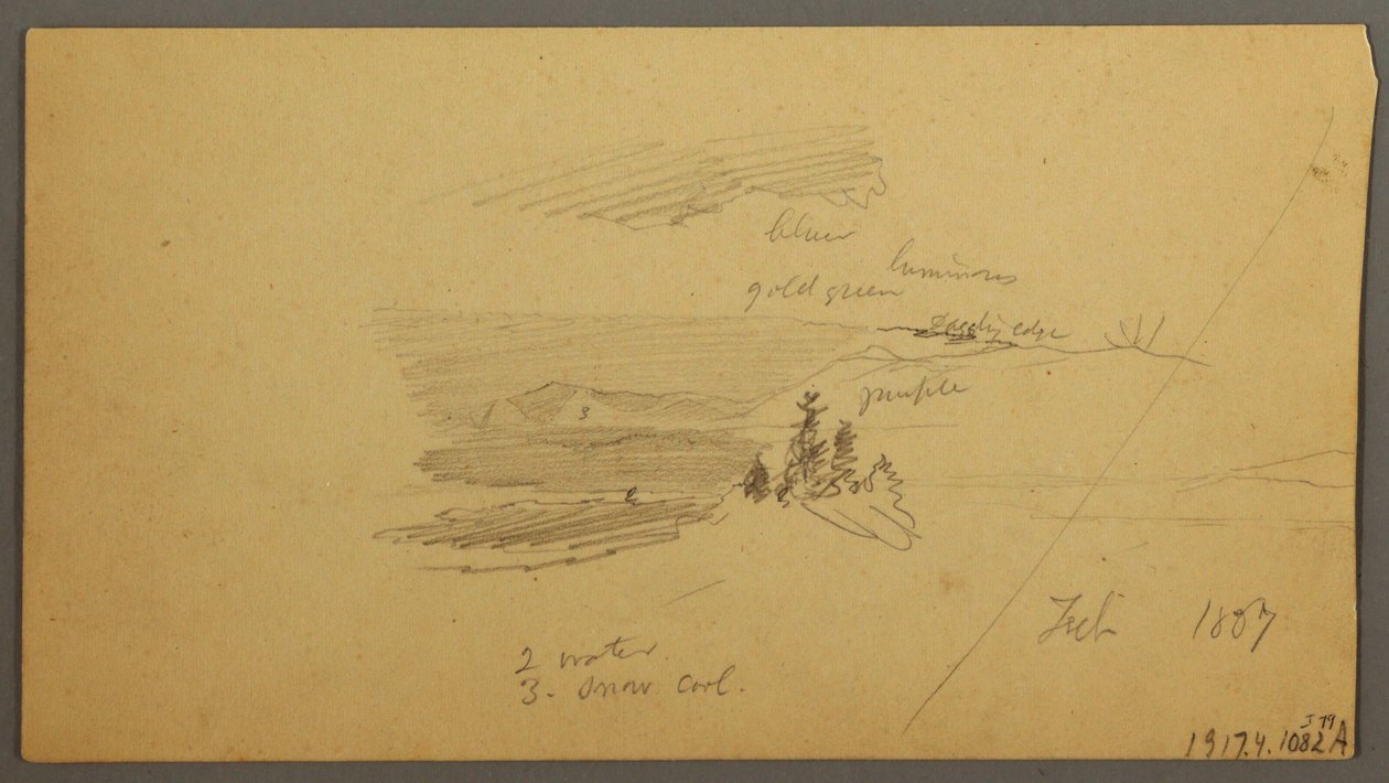 Piirros, metsäinen kukkulan laakso, mäkinen laakso, aurinko, tammikuu 1866. tekijältä Frederic Edwin Church