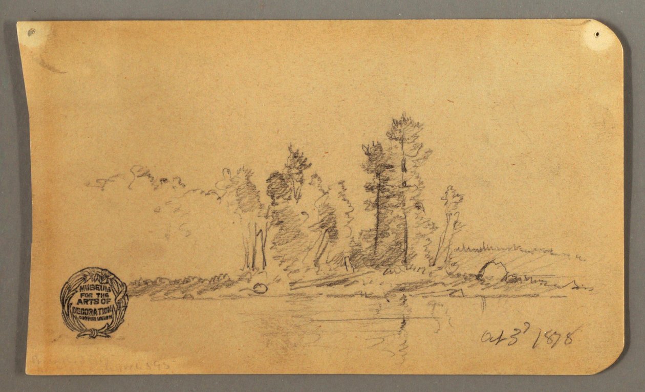 Piirros, Metsäinen ranta, 1878 tekijältä Frederic Edwin Church