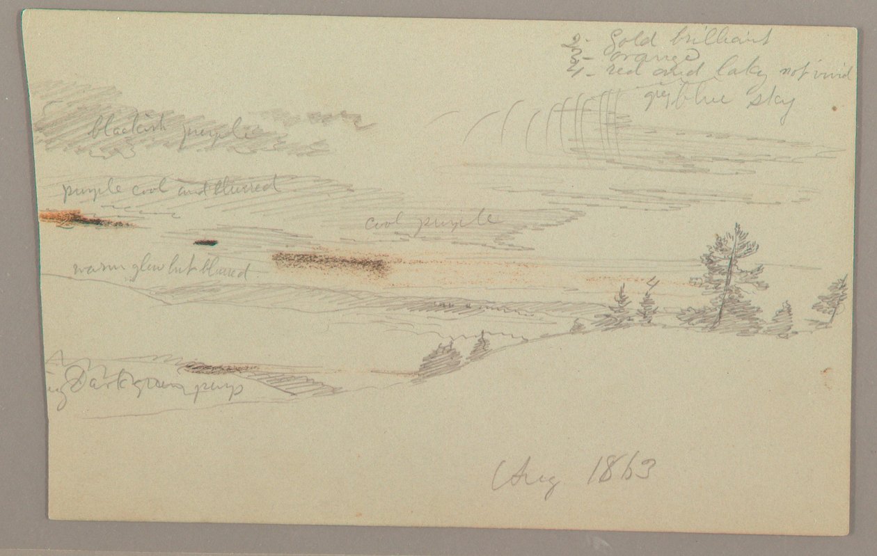 Piirros, Metsäinen rinne, Hill country, 1863 tekijältä Frederic Edwin Church