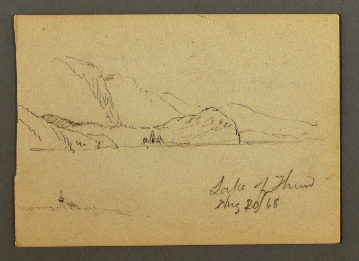 Piirros, Thuninjärvi, Bernin Oberland, 20. elokuuta 1868. tekijältä Frederic Edwin Church