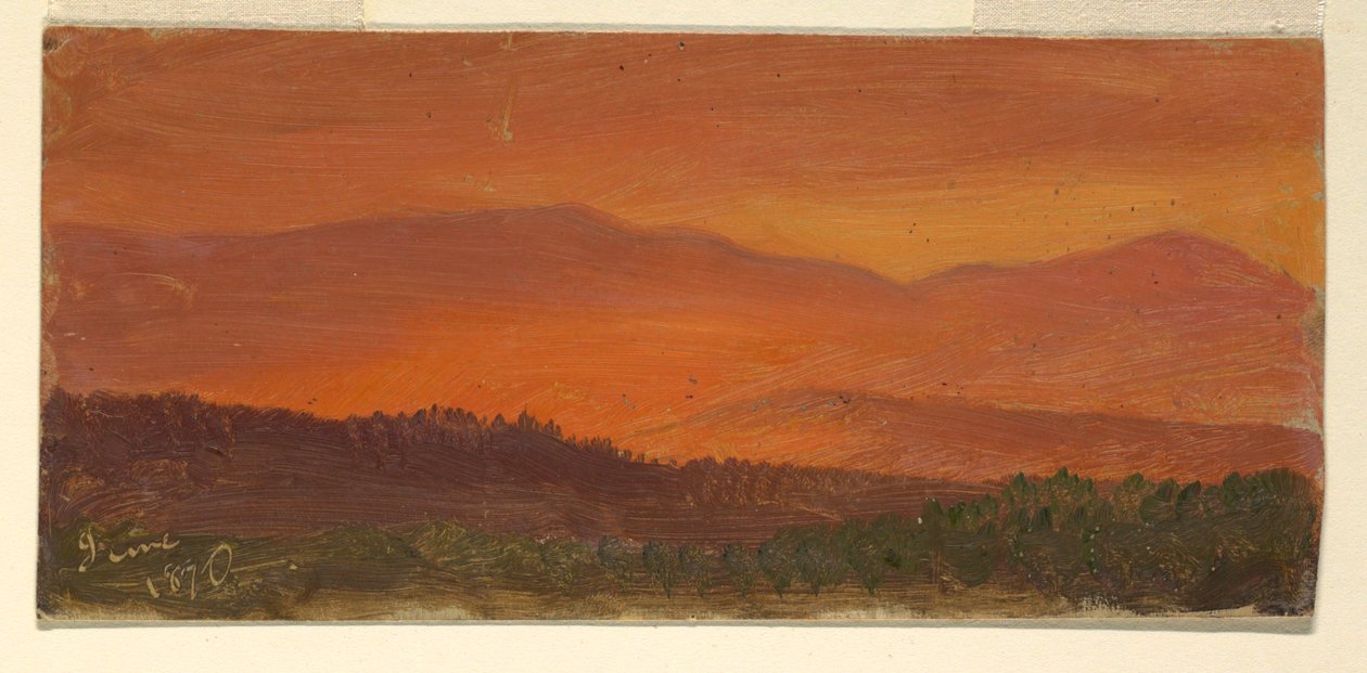 Hudson Valley ja Distant Mountains auringonlaskun aikaan tekijältä Frederic Edwin Church