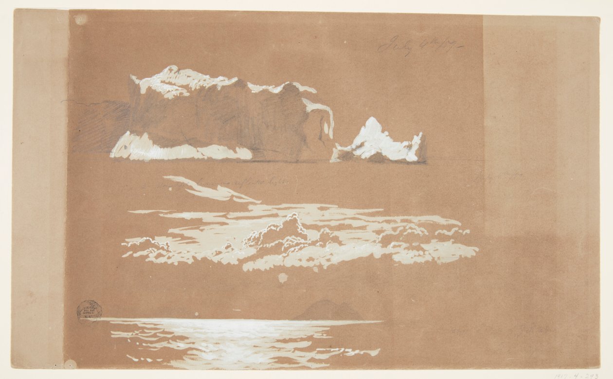 Jäävuoret lähellä Cape St. Johnia ja Gull Island, Newfoundland tekijältä Frederic Edwin Church