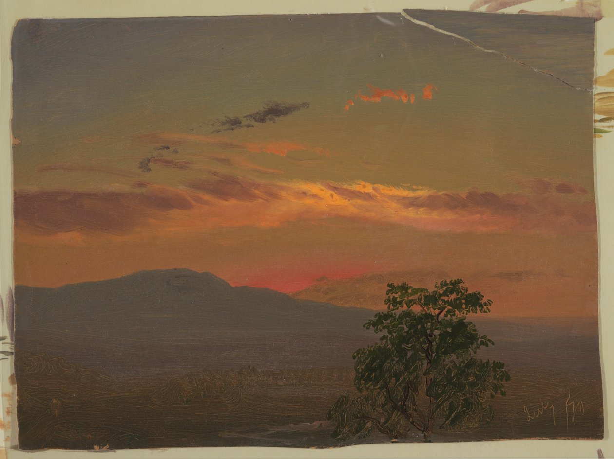 Maisema auringonlaskun aikaan, Hudson, N.Y. tekijältä Frederic Edwin Church