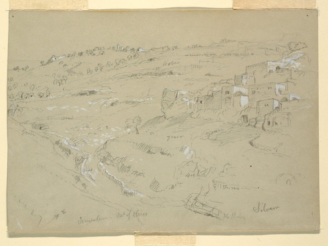 Öljyvuori, Betania, Siloam ja Jerusalem, Palestiina [Betania ja Silwan, Itä-Jerusalem ja Jerusalem, Israel] tekijältä Frederic Edwin Church