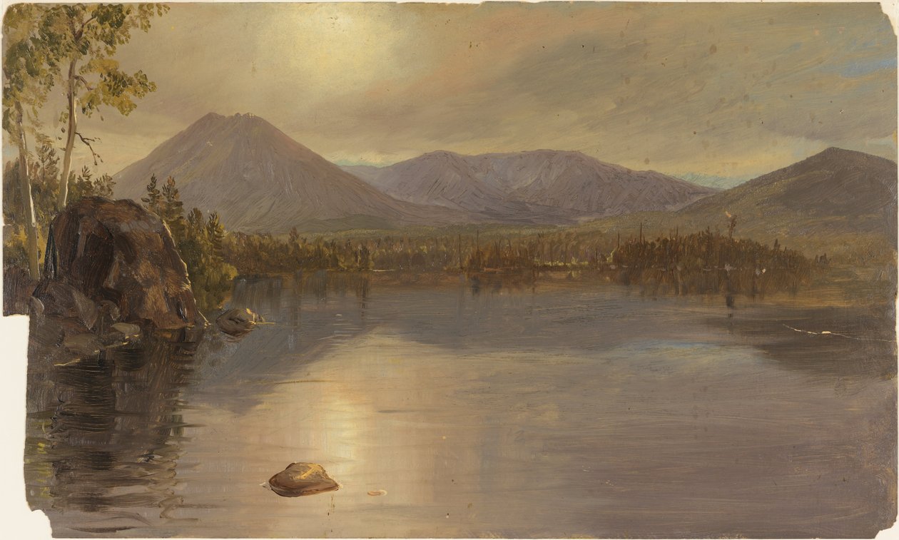 Katahdinin ja Turnerin vuoret Katahdinjärveltä, Maine, Maine tekijältä Frederic Edwin Church