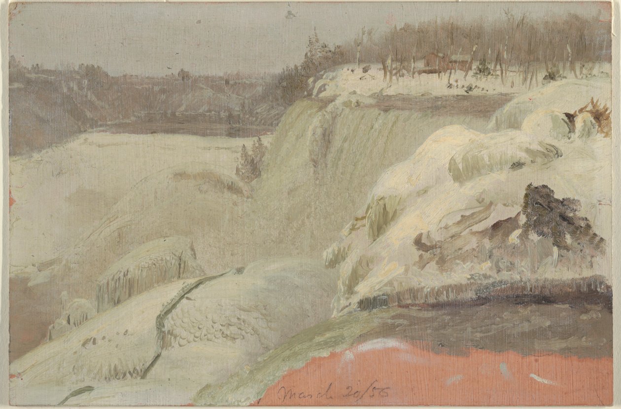Niagaran putoukset lumessa Goat Islandilta katsottuna tekijältä Frederic Edwin Church