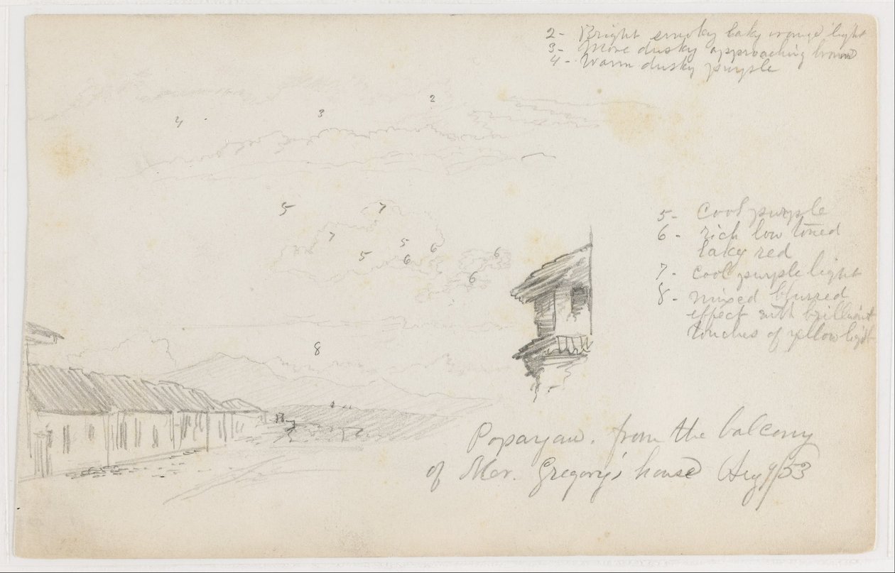 Popayan, Kolumbia; Verso: Vuoristomaisema, Kolumbia. tekijältä Frederic Edwin Church