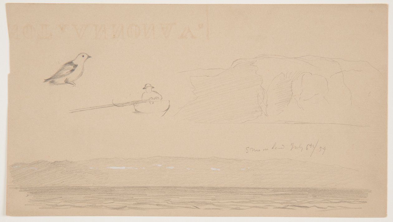 Esbossos de Labrador de neu a terra, Home in Boat i Birdfinnish tekijältä Frederic Edwin Church