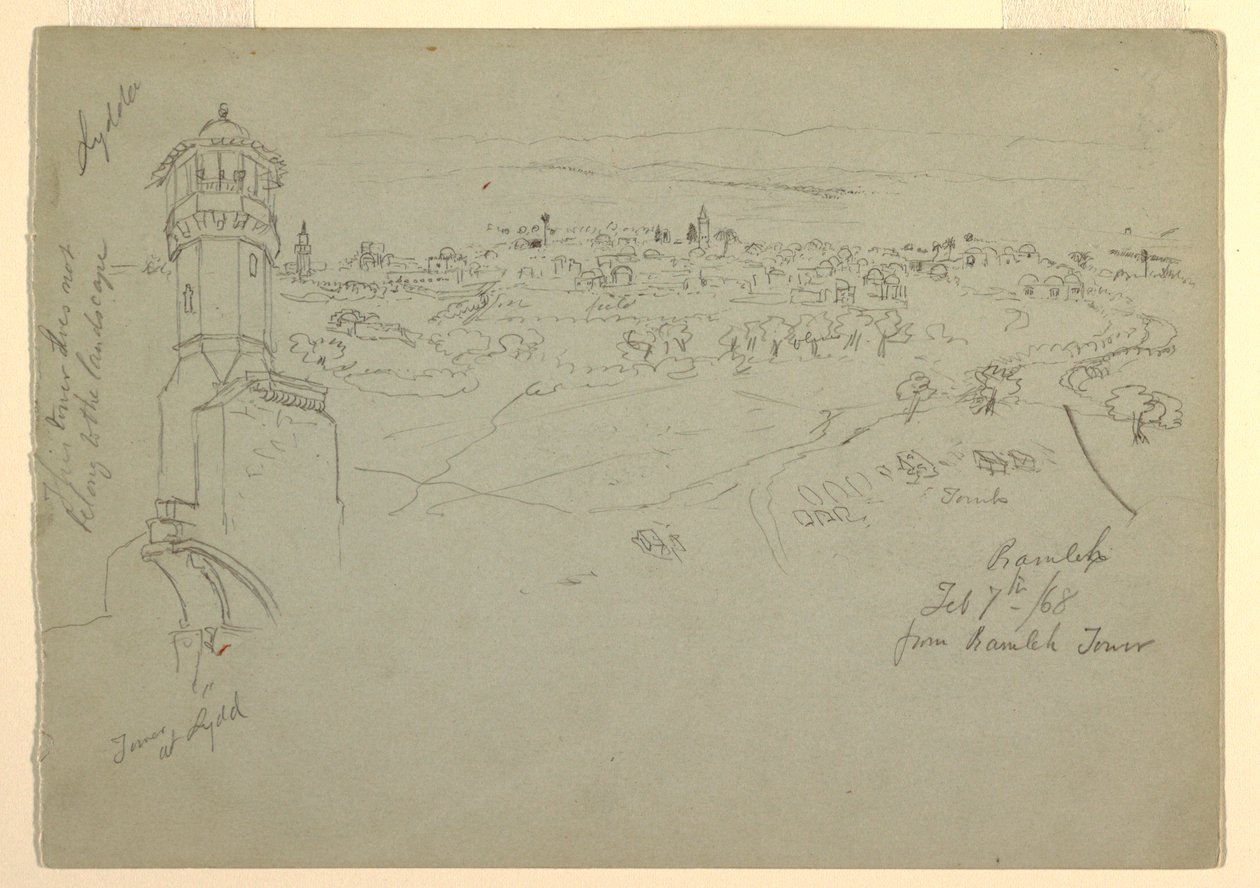 Näkymä tornista Lyddassa, Palestiinassa [Ramleh, Israel] tekijältä Frederic Edwin Church