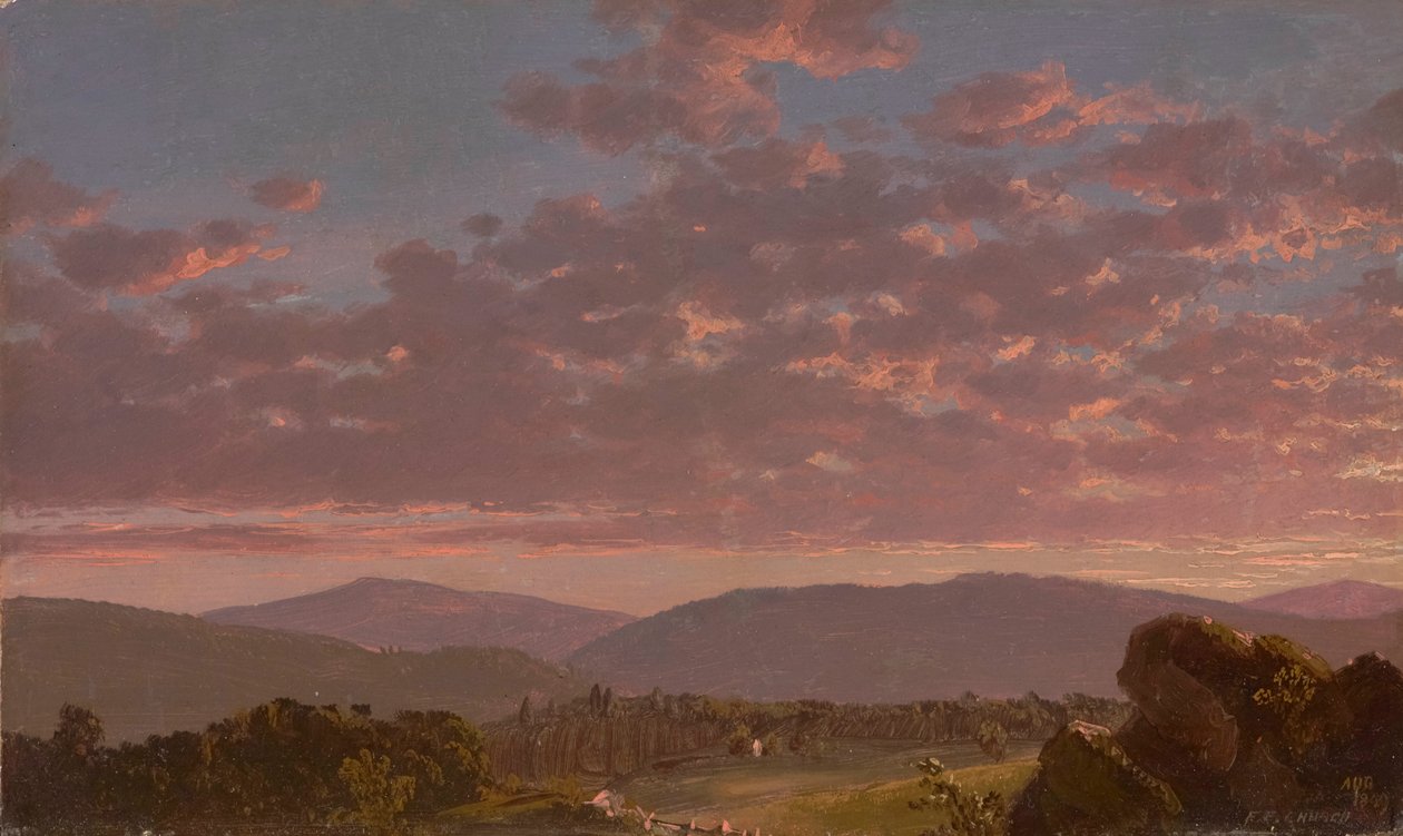 Twilight in the Catskills 1849 (Öljy kartongille) tekijältä Frederic Edwin Church