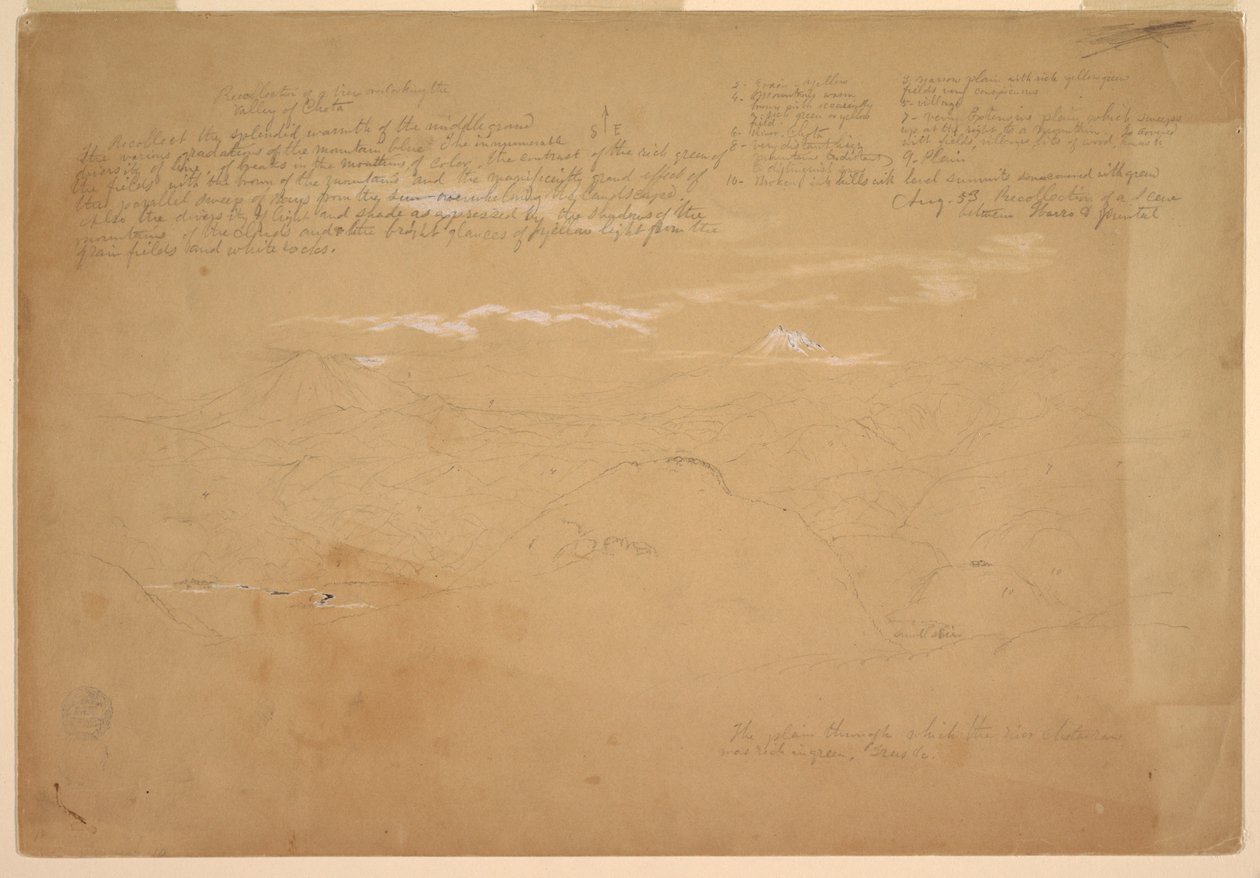Näkymä Chotan laaksoon, Ibarran ja Puntalin välissä, Ecuador tekijältä Frederic Edwin Church